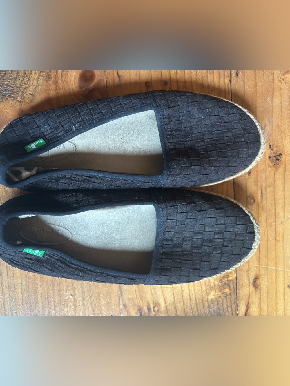 Sanuk Black Woven Slip-On Espadrille Flats